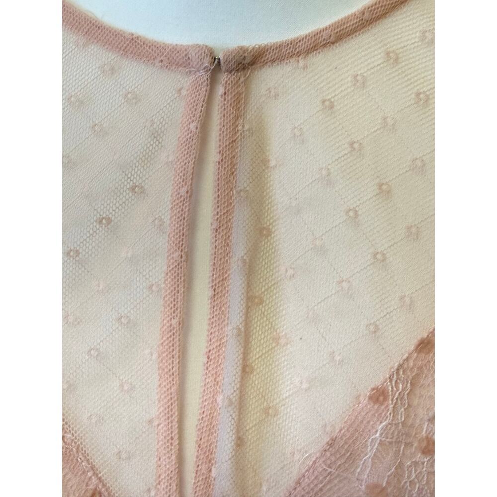 GUESS romantic lace and ruffled light pink long sleeve blouse womens large - Picture 5 of 11